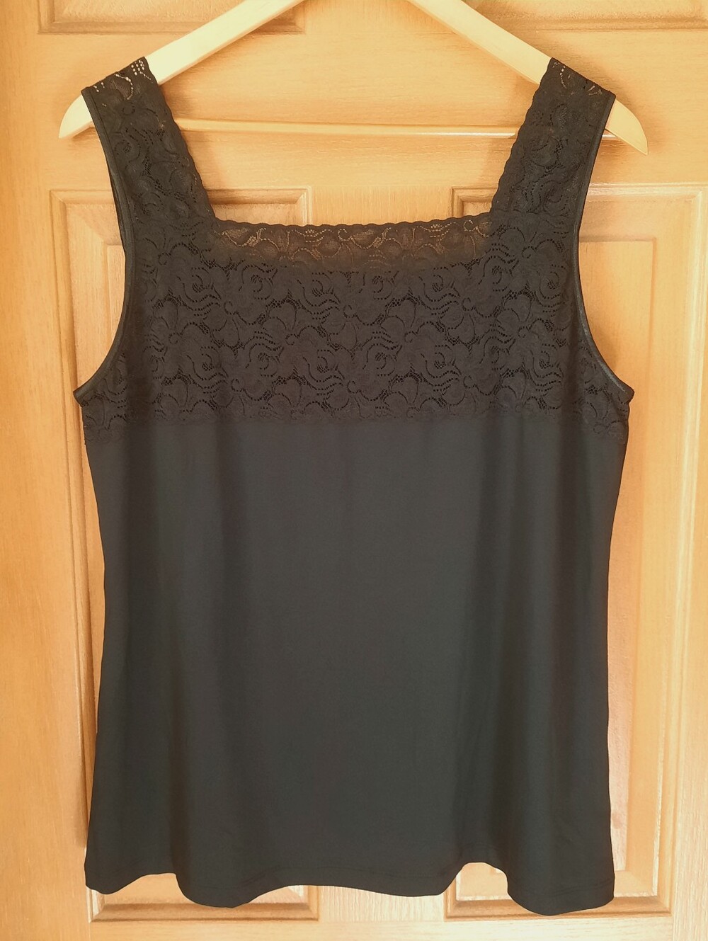 cj banks Black Lace Trim Square Neck Tank Top Camisole Plus Size 1X